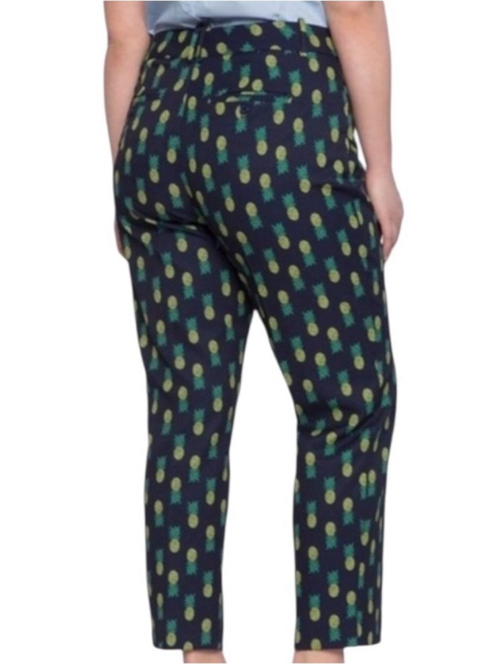 Size 20 Pineapple Print Navy Cropped Tapered Pants